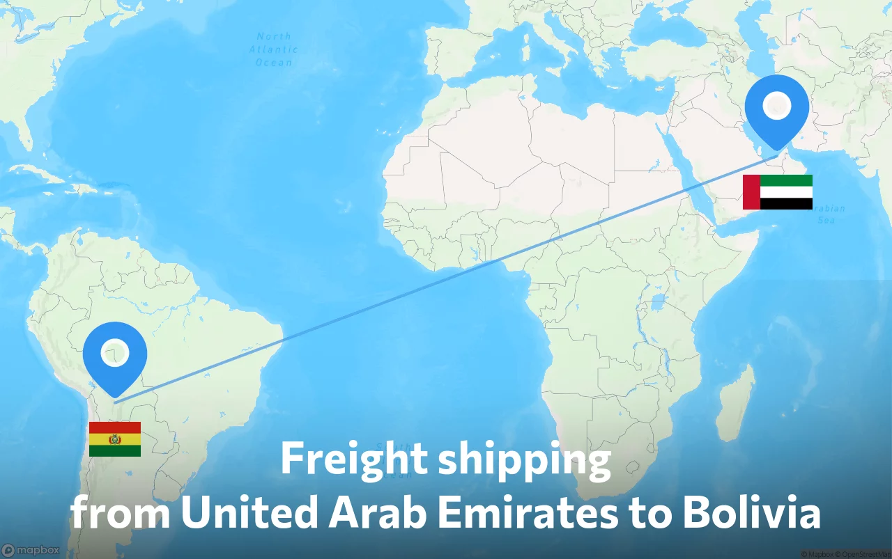 Shipping route from United Arab Emirates to Bolivia