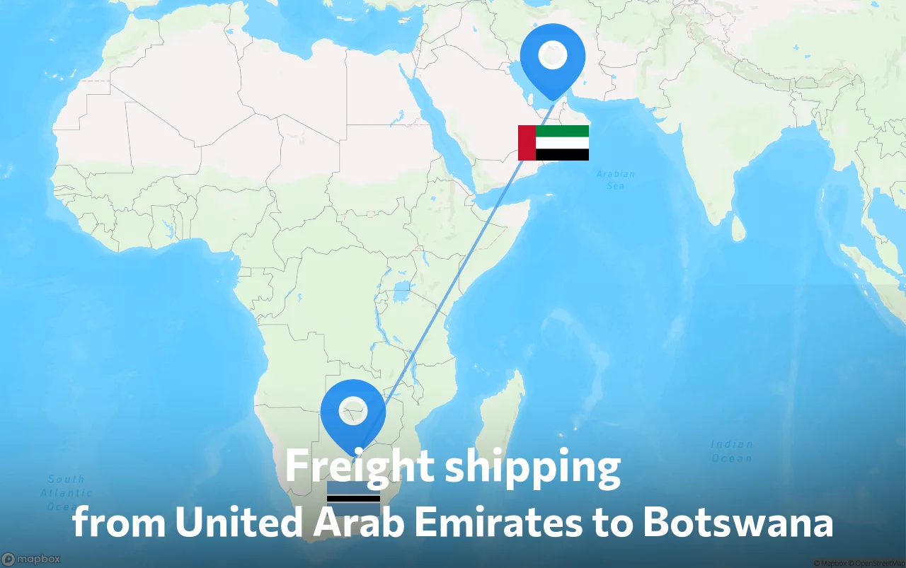 Shipping route from United Arab Emirates to Botswana