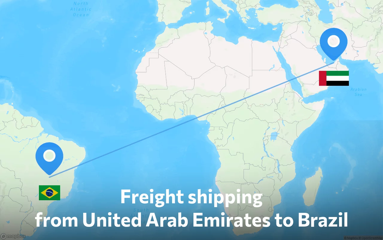 Shipping route from United Arab Emirates to Brazil