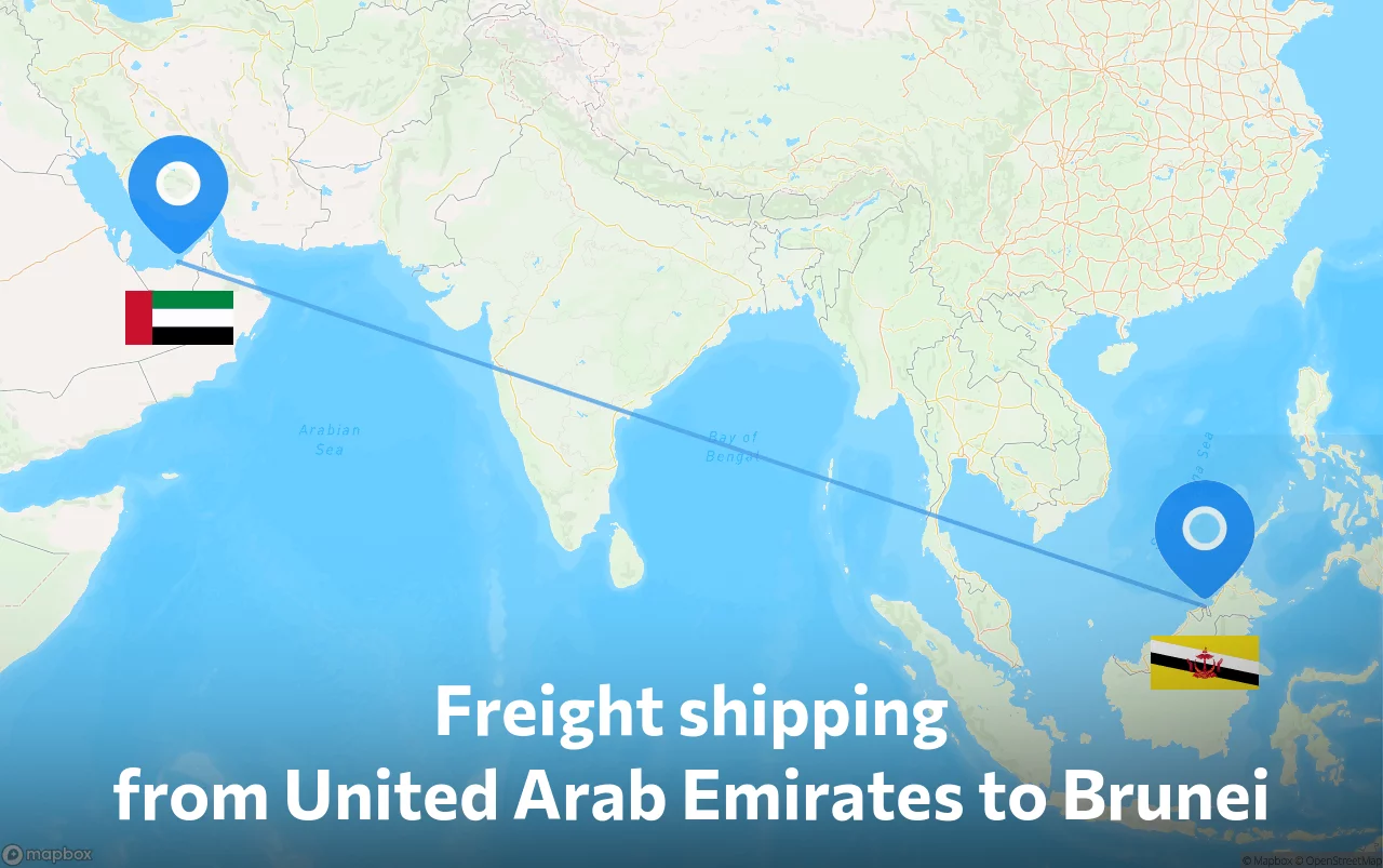 Shipping route from United Arab Emirates to Brunei