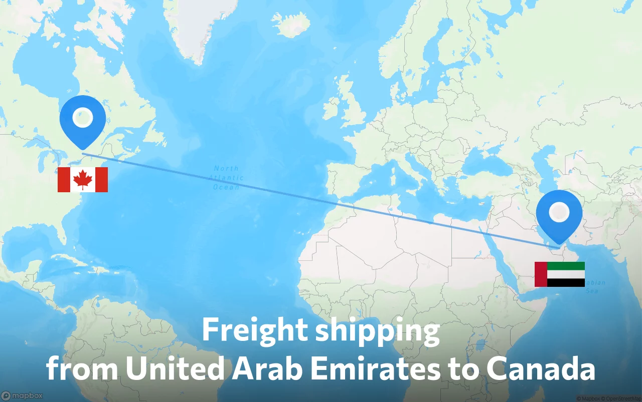 Shipping route from United Arab Emirates to Canada
