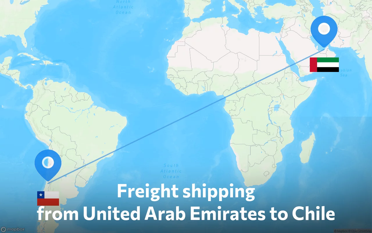 Shipping route from United Arab Emirates to Chile