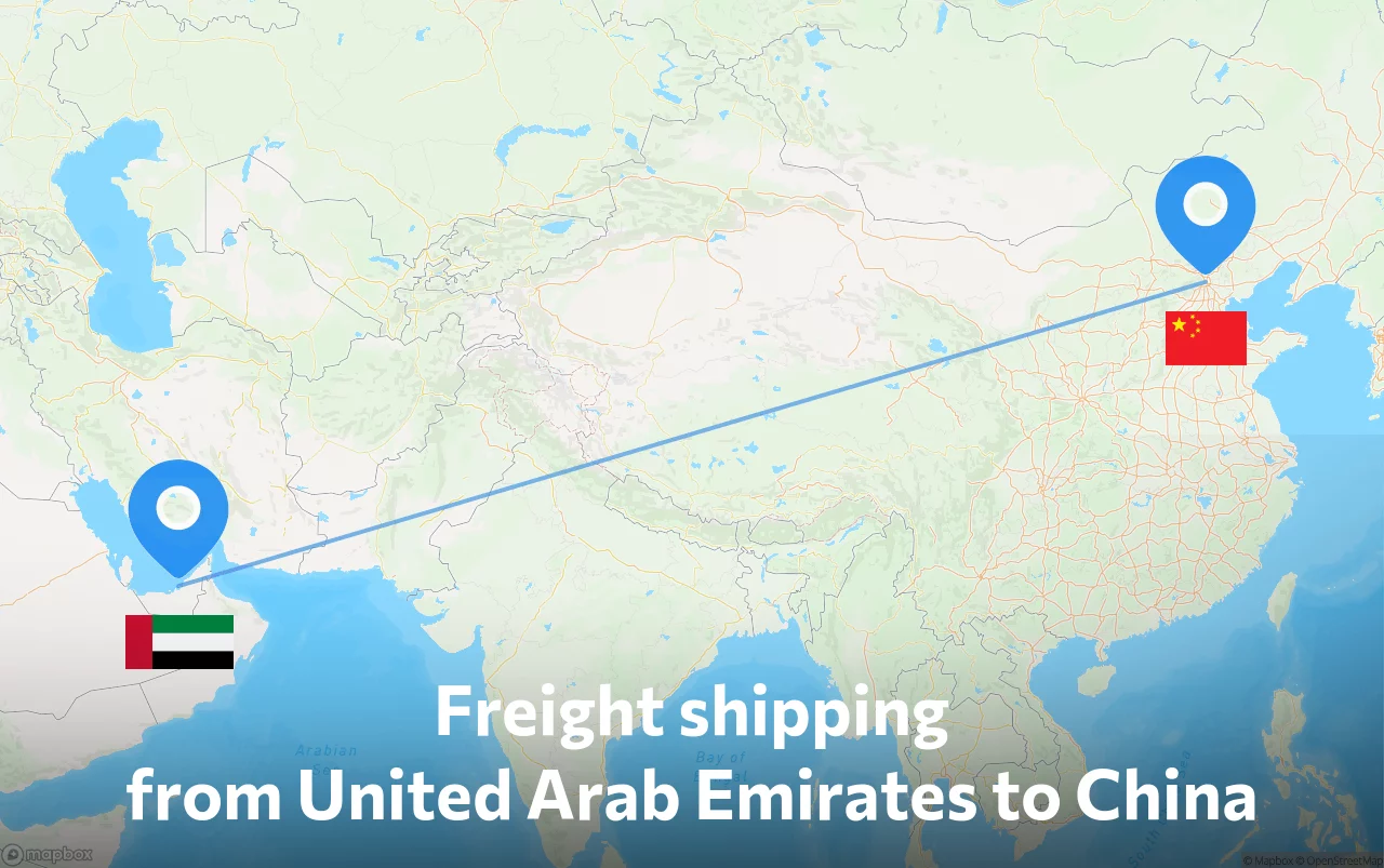 Shipping route from United Arab Emirates to China