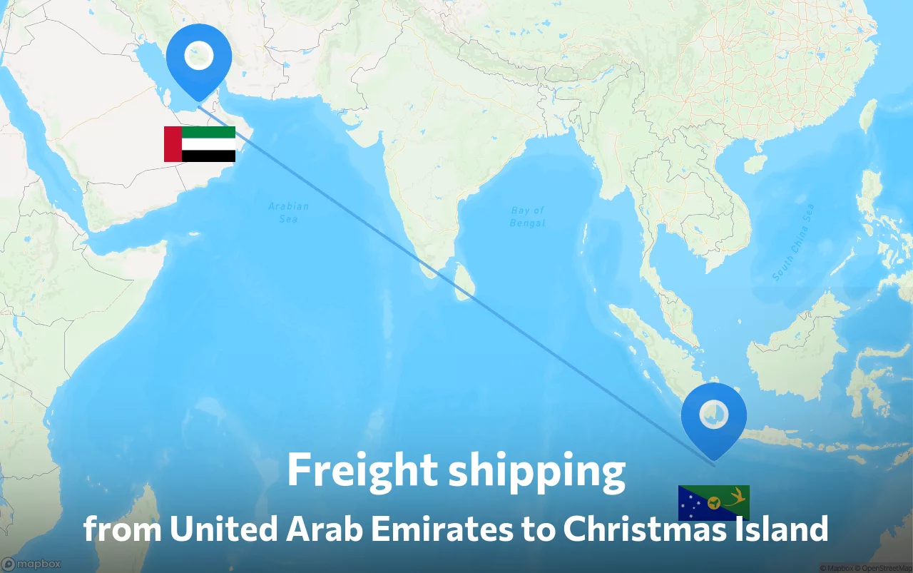Shipping route from United Arab Emirates to Christmas Island