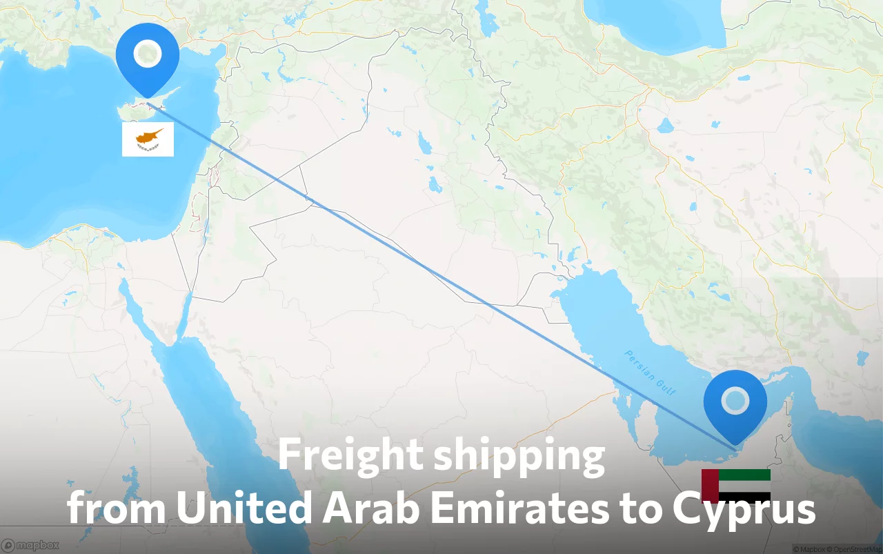 Shipping route from United Arab Emirates to Cyprus