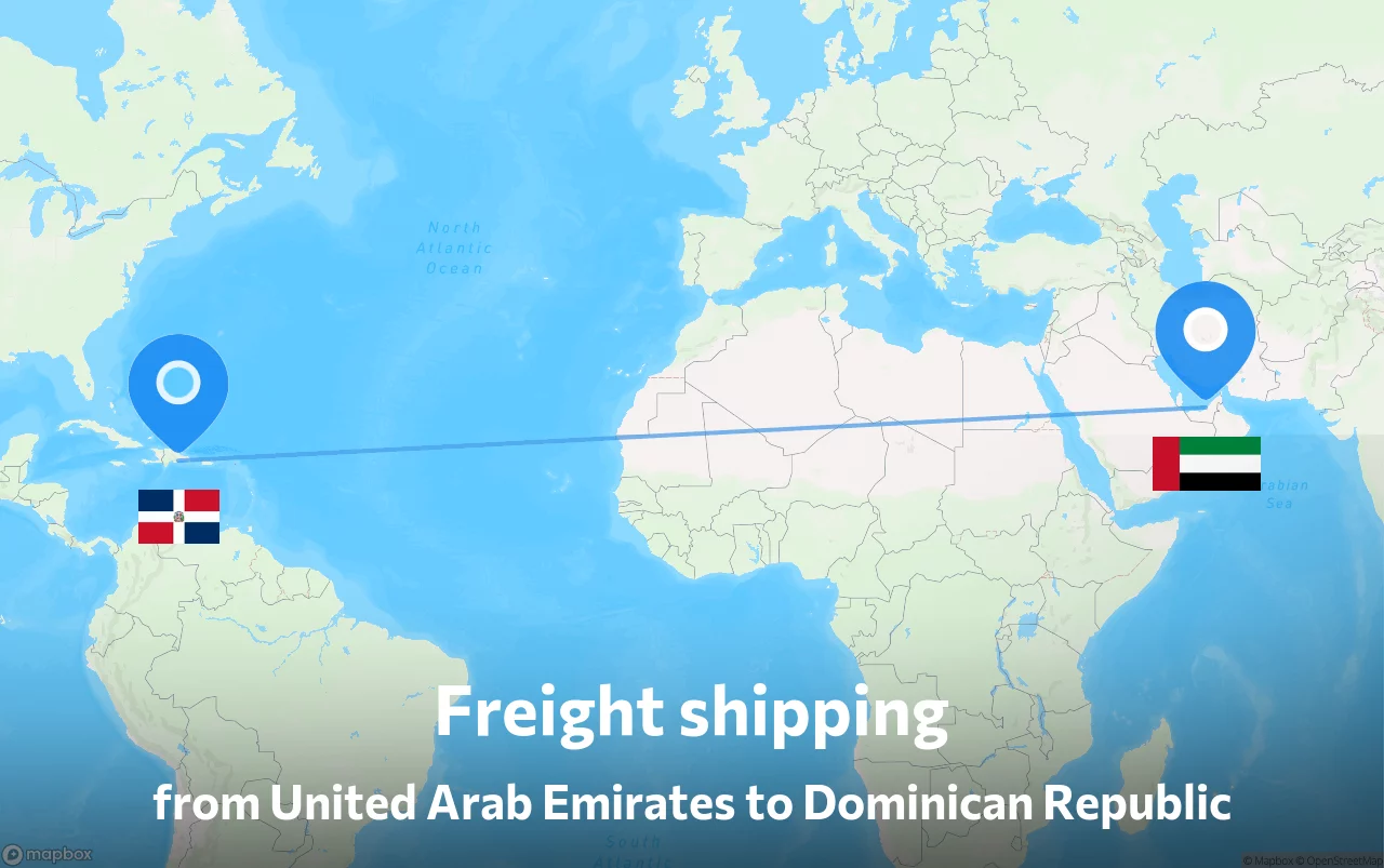 Shipping route from United Arab Emirates to Dominican Republic