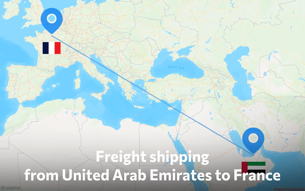 Shipping route from United Arab Emirates to France