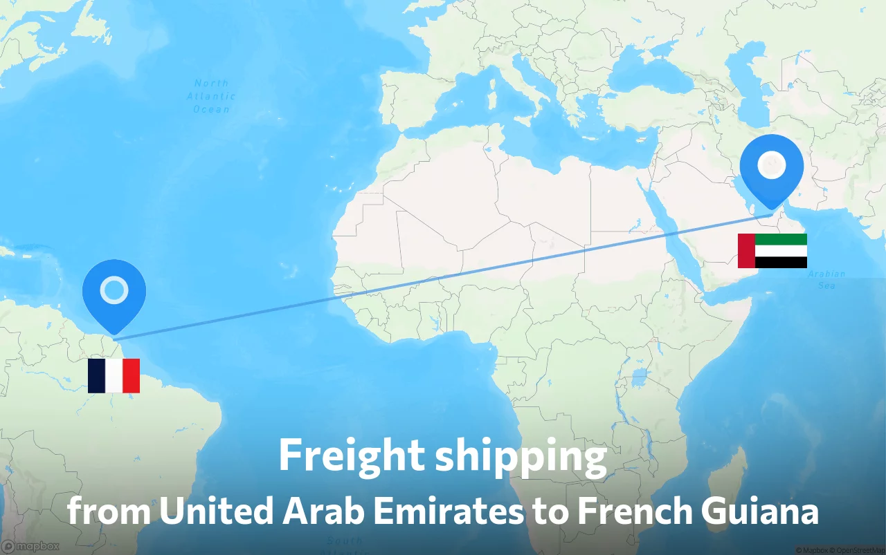 Shipping route from United Arab Emirates to French Guiana