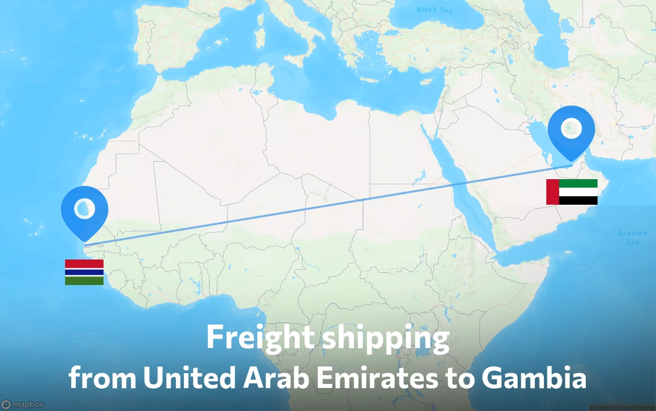 Shipping route from United Arab Emirates to Gambia