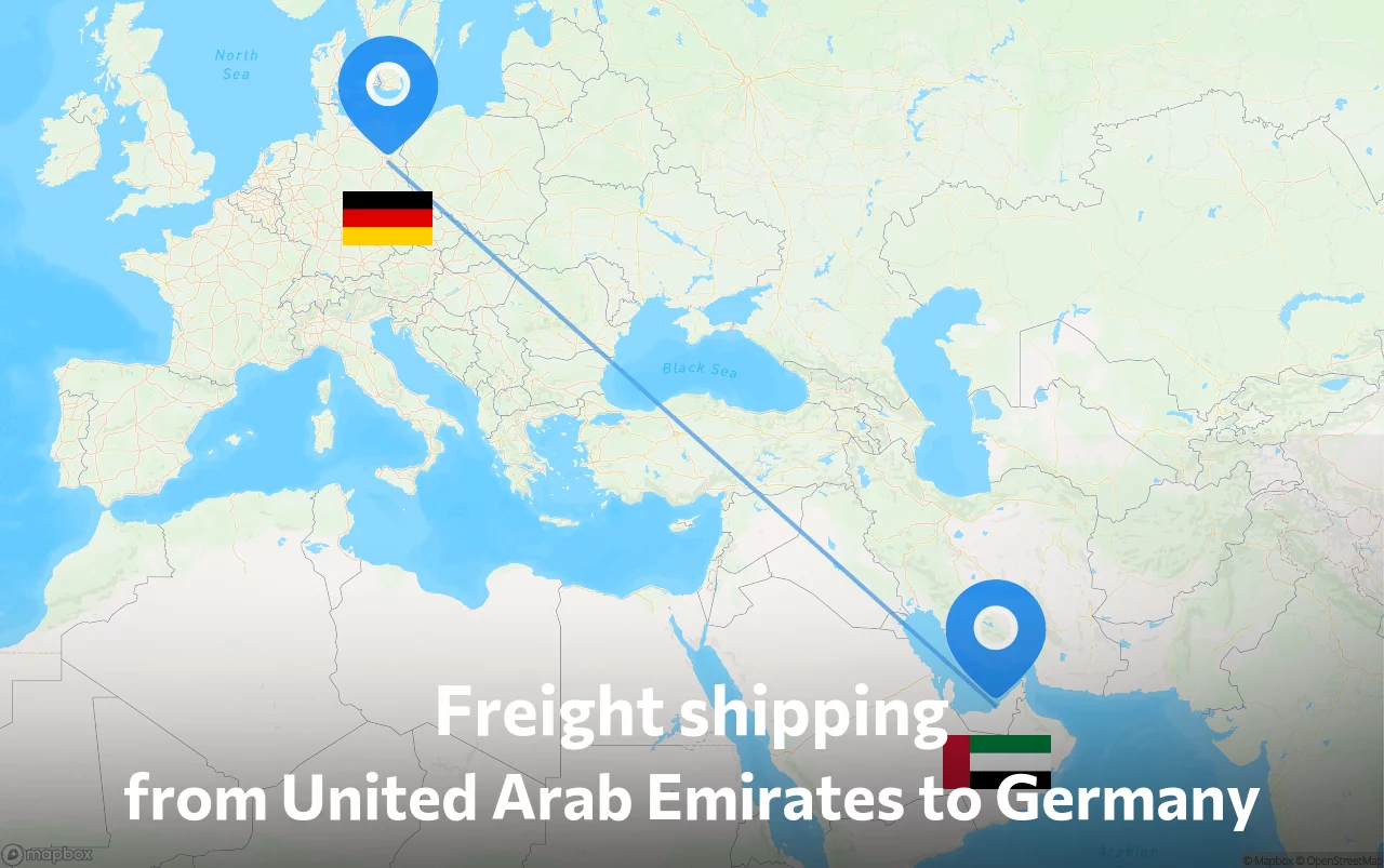 Shipping route from United Arab Emirates to Germany