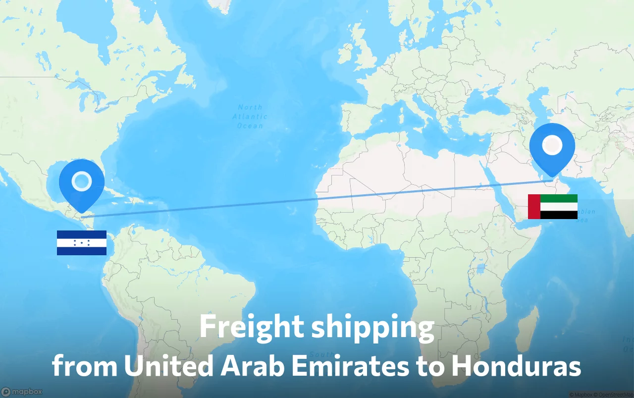 Shipping route from United Arab Emirates to Honduras