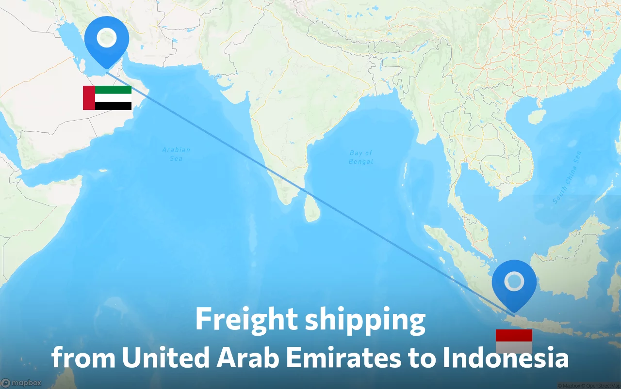 Shipping route from United Arab Emirates to Indonesia