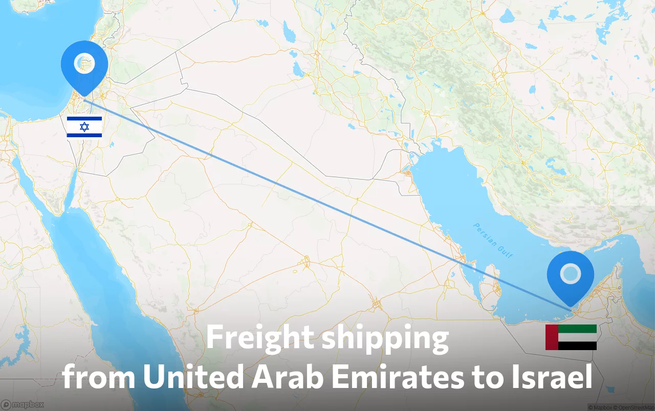 Shipping route from United Arab Emirates to Israel
