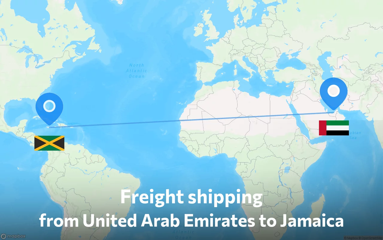 Shipping route from United Arab Emirates to Jamaica