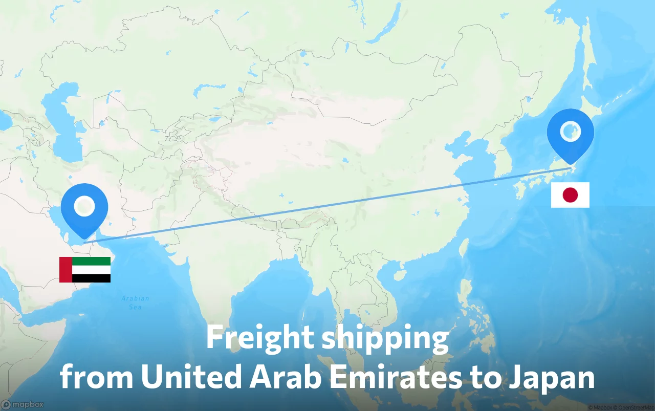 Shipping route from United Arab Emirates to Japan