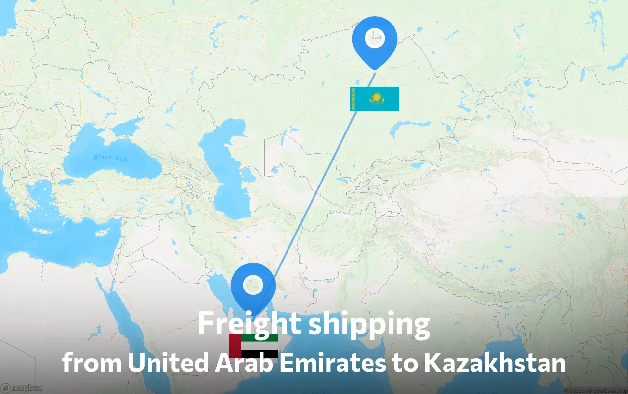Shipping route from United Arab Emirates to Kazakhstan