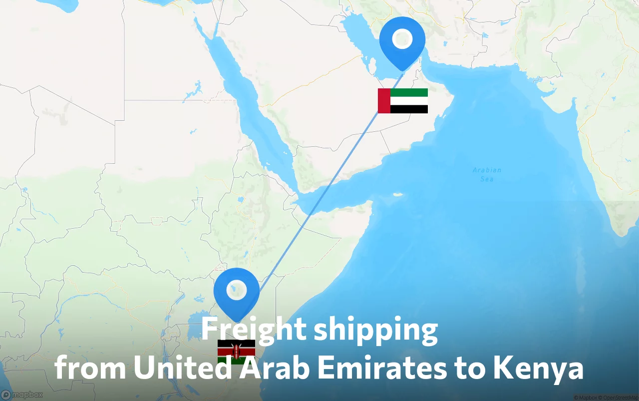 Shipping route from United Arab Emirates to Kenya