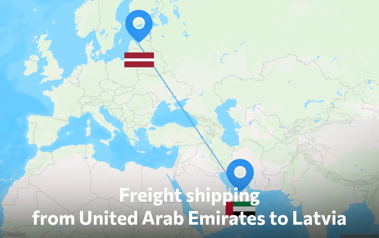 Shipping route from United Arab Emirates to Latvia