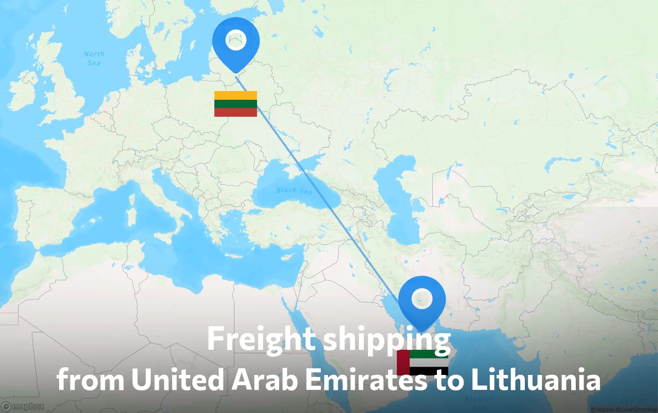 Shipping route from United Arab Emirates to Lithuania
