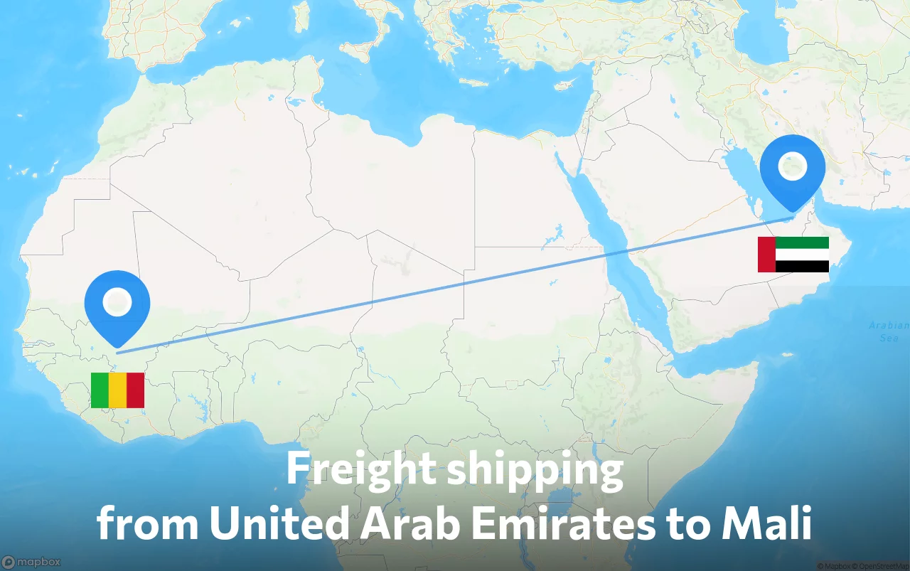 Shipping route from United Arab Emirates to Mali