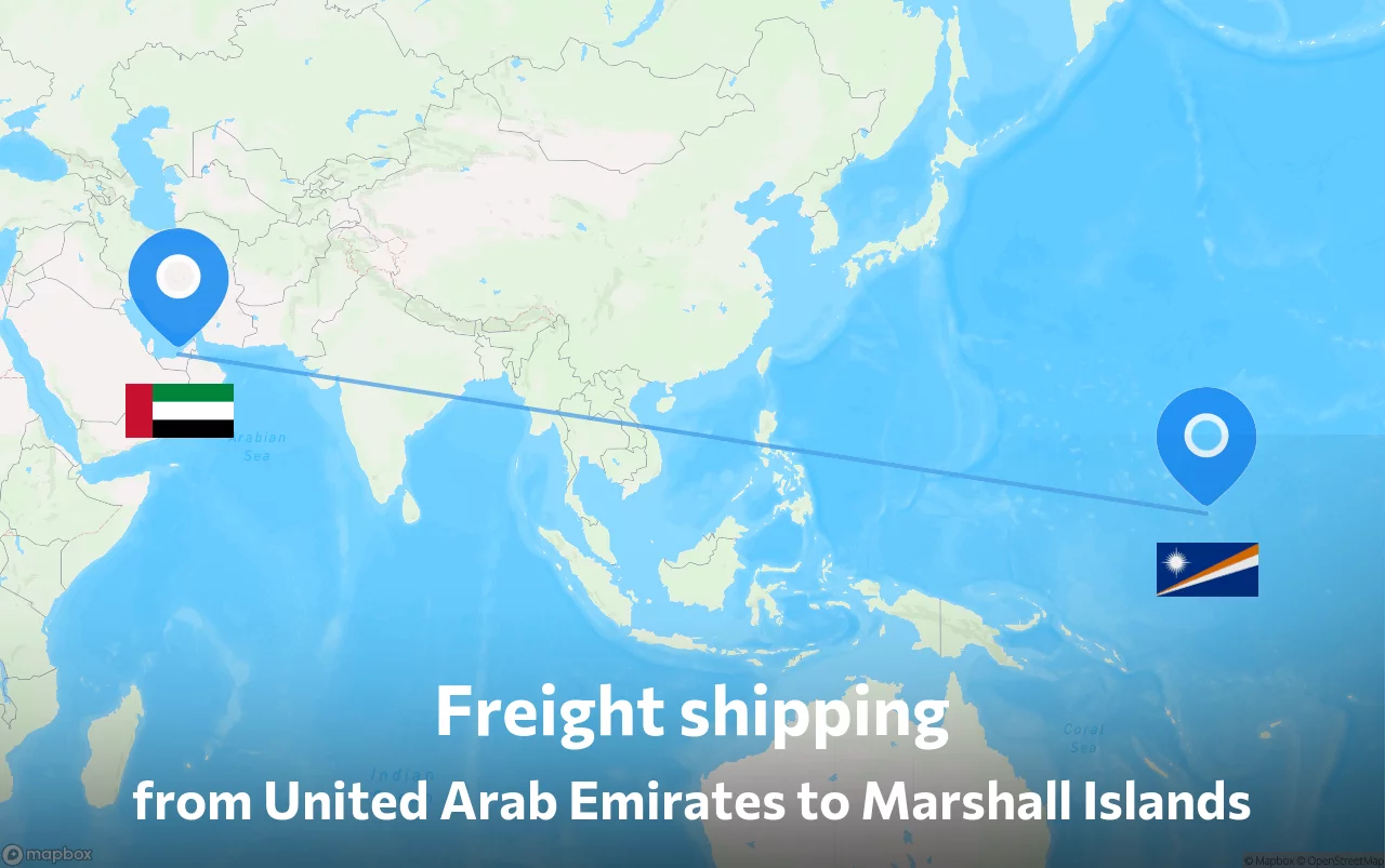 Shipping route from United Arab Emirates to Marshall Islands