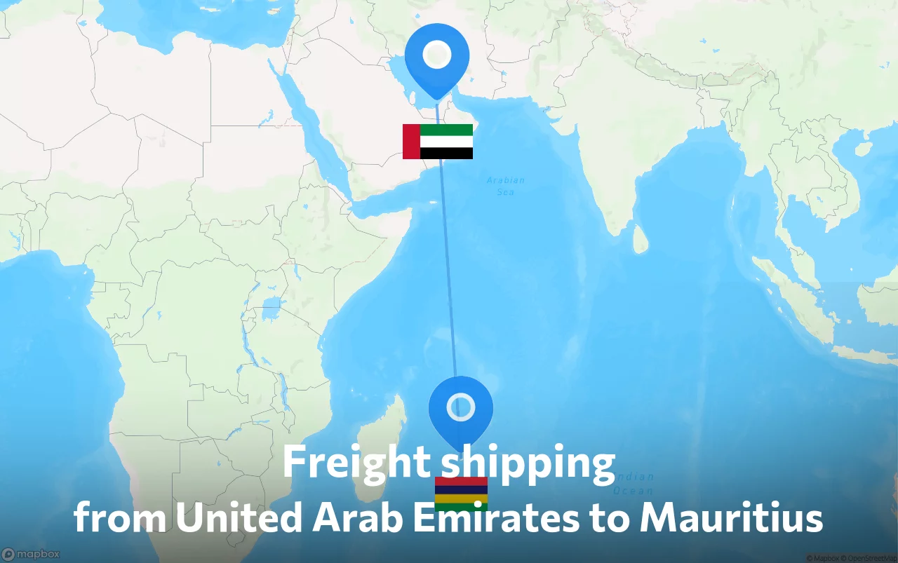 Shipping route from United Arab Emirates to Mauritius