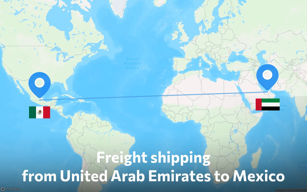 Shipping route from United Arab Emirates to Mexico
