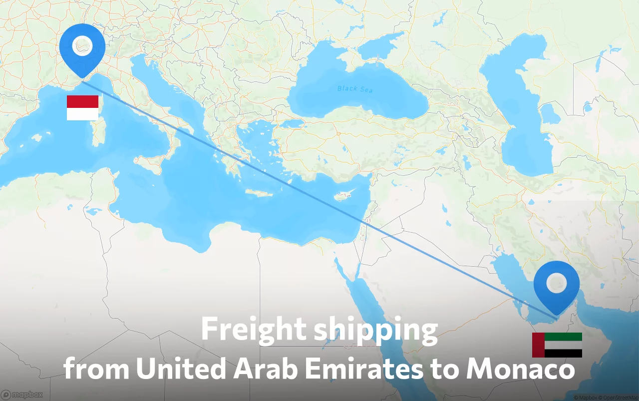 Shipping route from United Arab Emirates to Monaco
