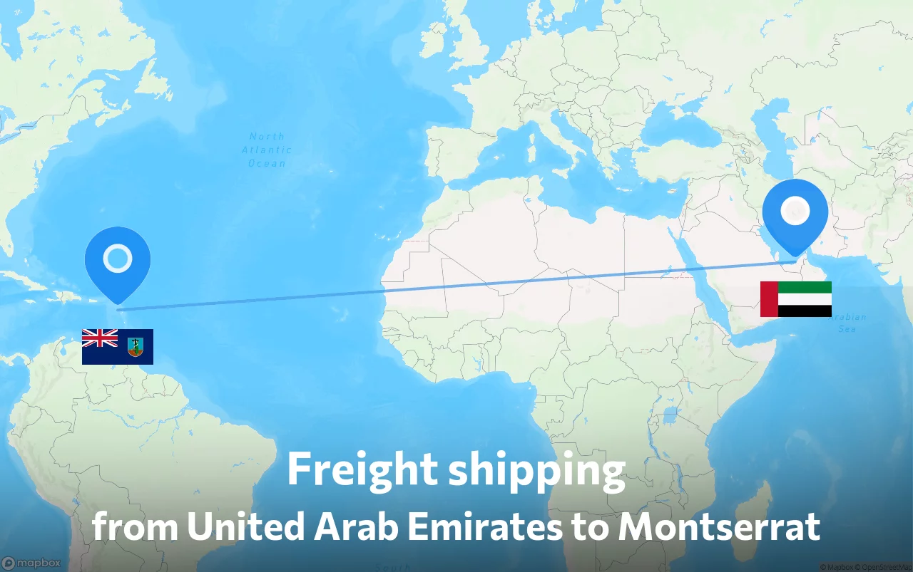 Shipping route from United Arab Emirates to Montserrat