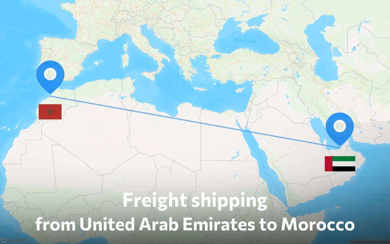 Shipping route from United Arab Emirates to Morocco