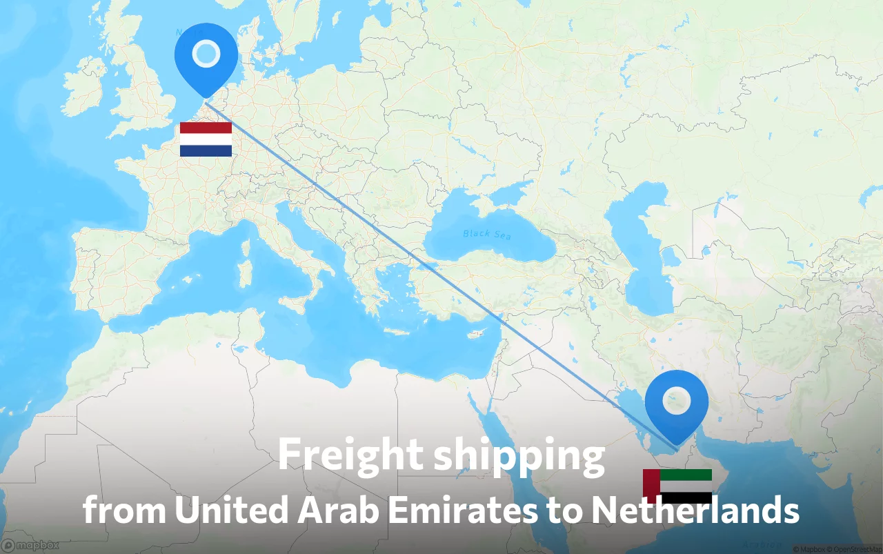 Shipping route from United Arab Emirates to Netherlands