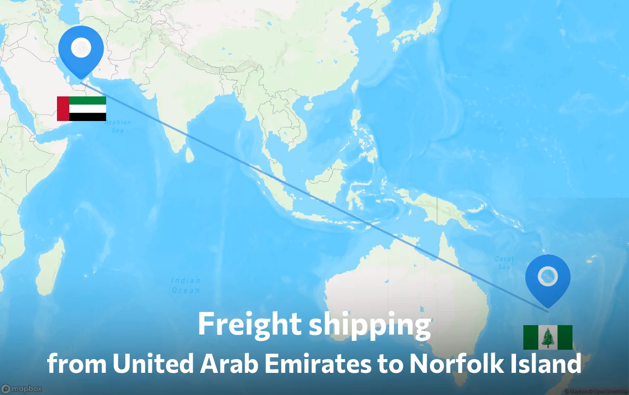 Shipping route from United Arab Emirates to Norfolk Island