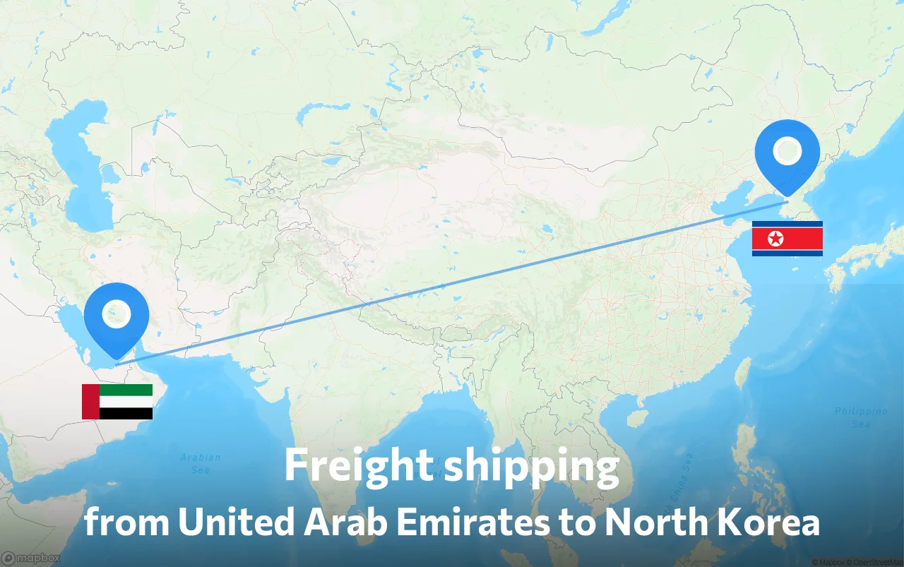 Shipping route from United Arab Emirates to North Korea