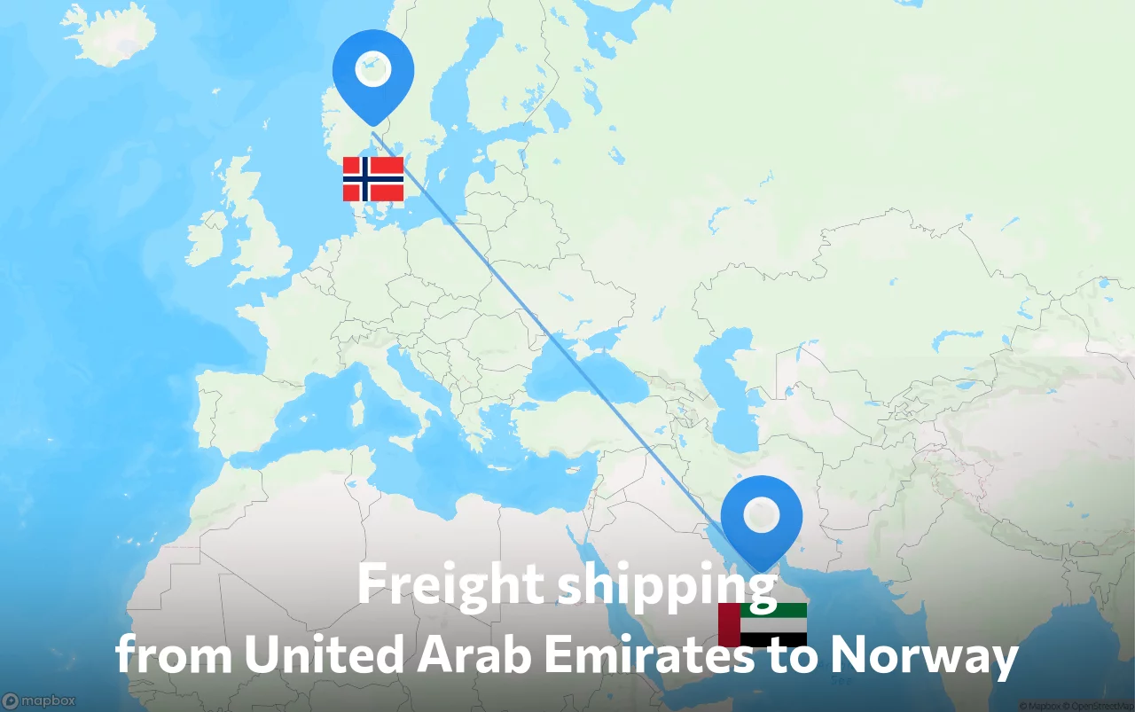 Shipping route from United Arab Emirates to Norway