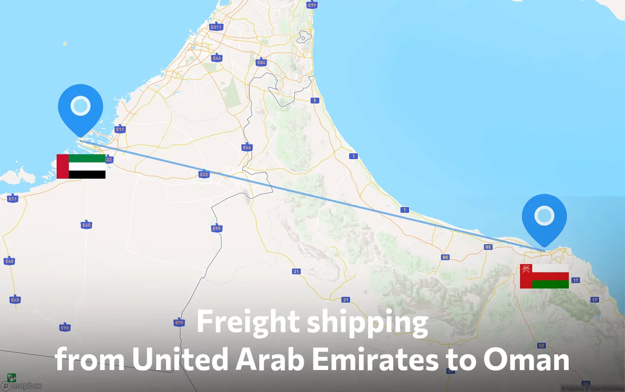 Shipping route from United Arab Emirates to Oman