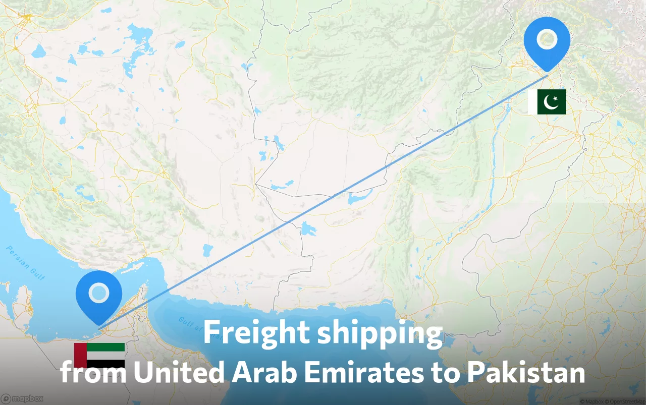 Shipping route from United Arab Emirates to Pakistan
