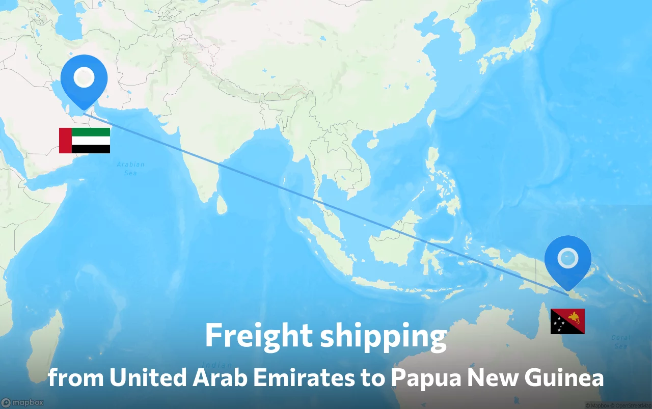 Shipping route from United Arab Emirates to Papua New Guinea