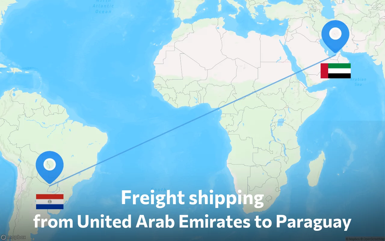 Shipping route from United Arab Emirates to Paraguay