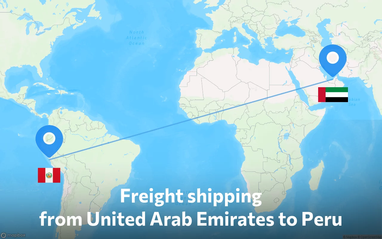 Shipping route from United Arab Emirates to Peru