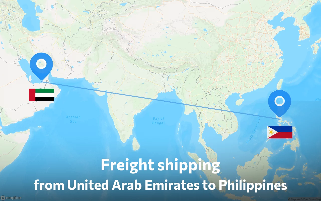 Shipping route from United Arab Emirates to Philippines
