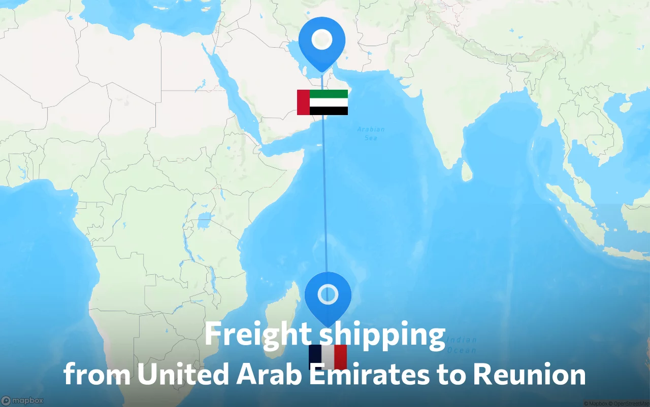 Shipping route from United Arab Emirates to Reunion