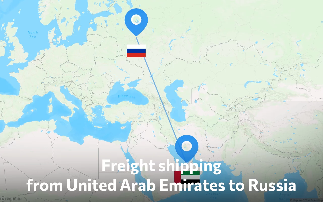 Shipping route from United Arab Emirates to Russia