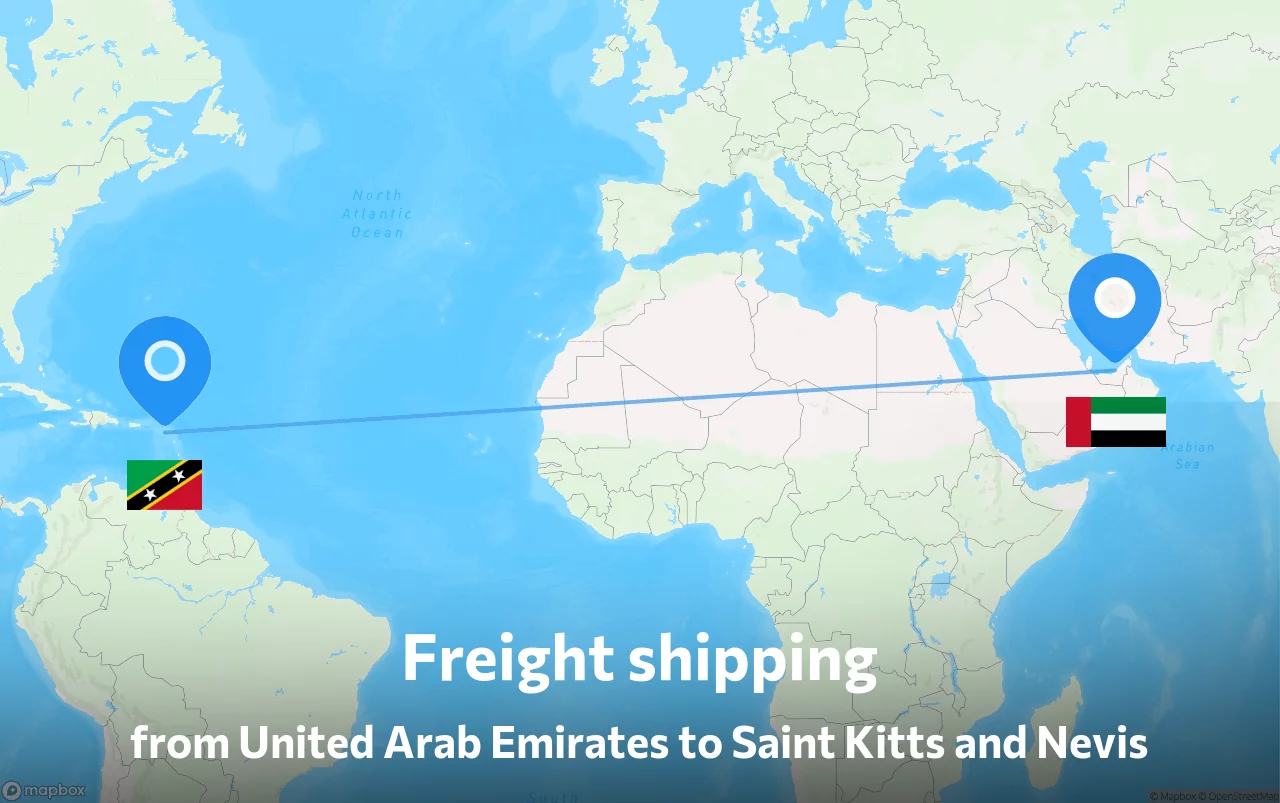 Shipping route from United Arab Emirates to Saint Kitts and Nevis