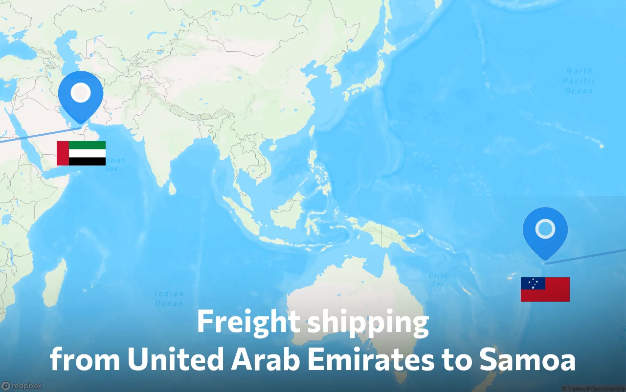 Shipping route from United Arab Emirates to Samoa