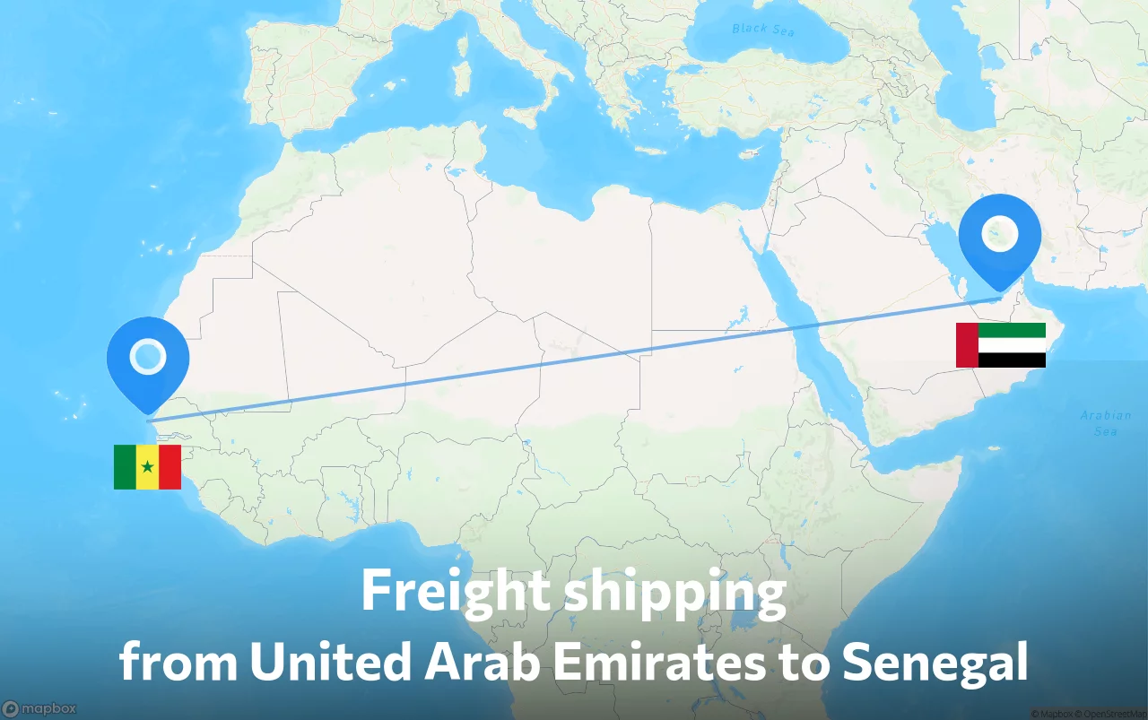 Shipping route from United Arab Emirates to Senegal