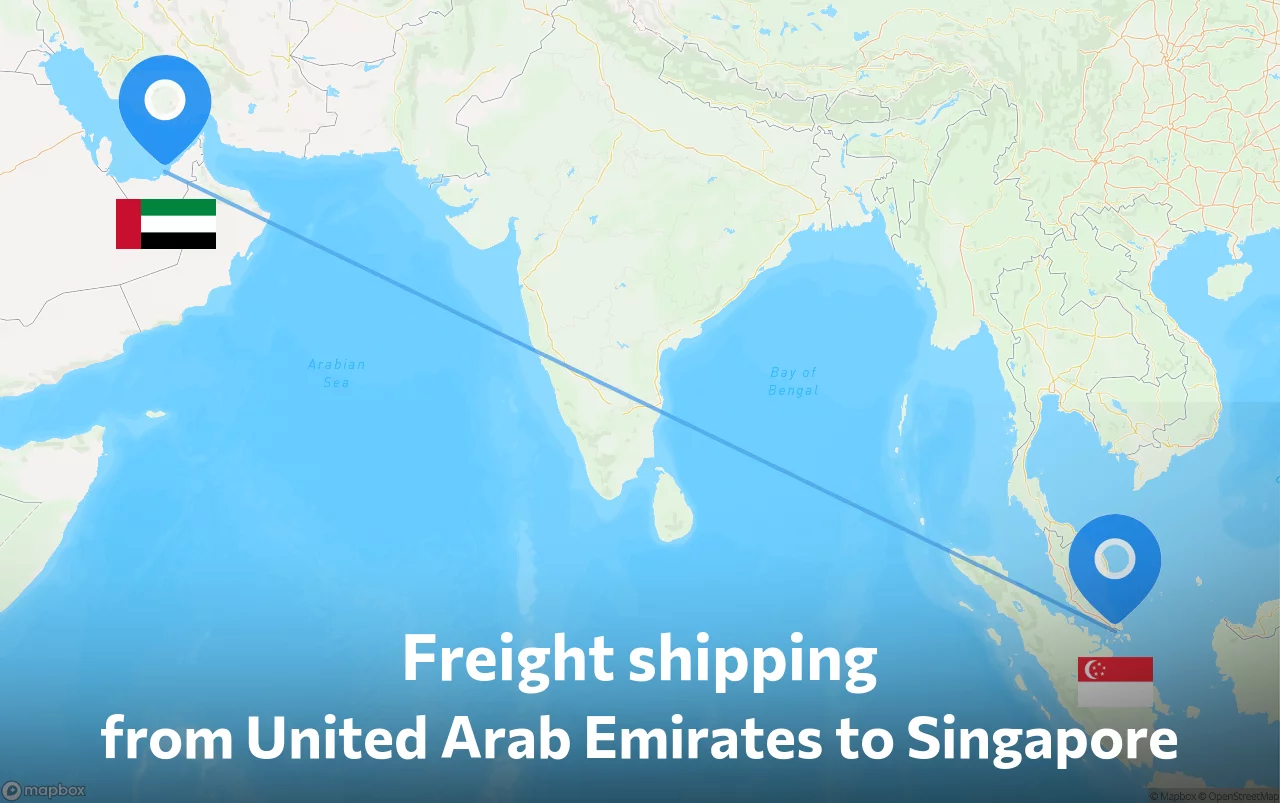 Shipping route from United Arab Emirates to Singapore