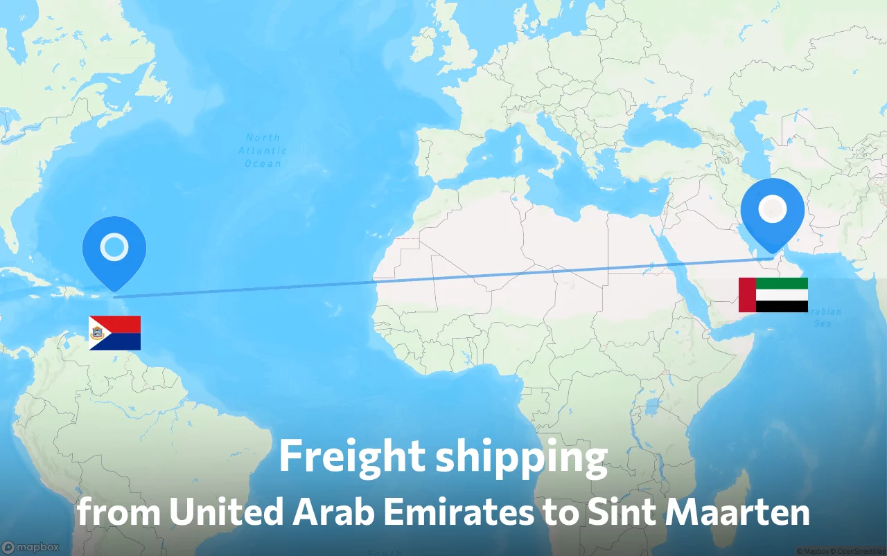 Shipping route from United Arab Emirates to Sint Maarten