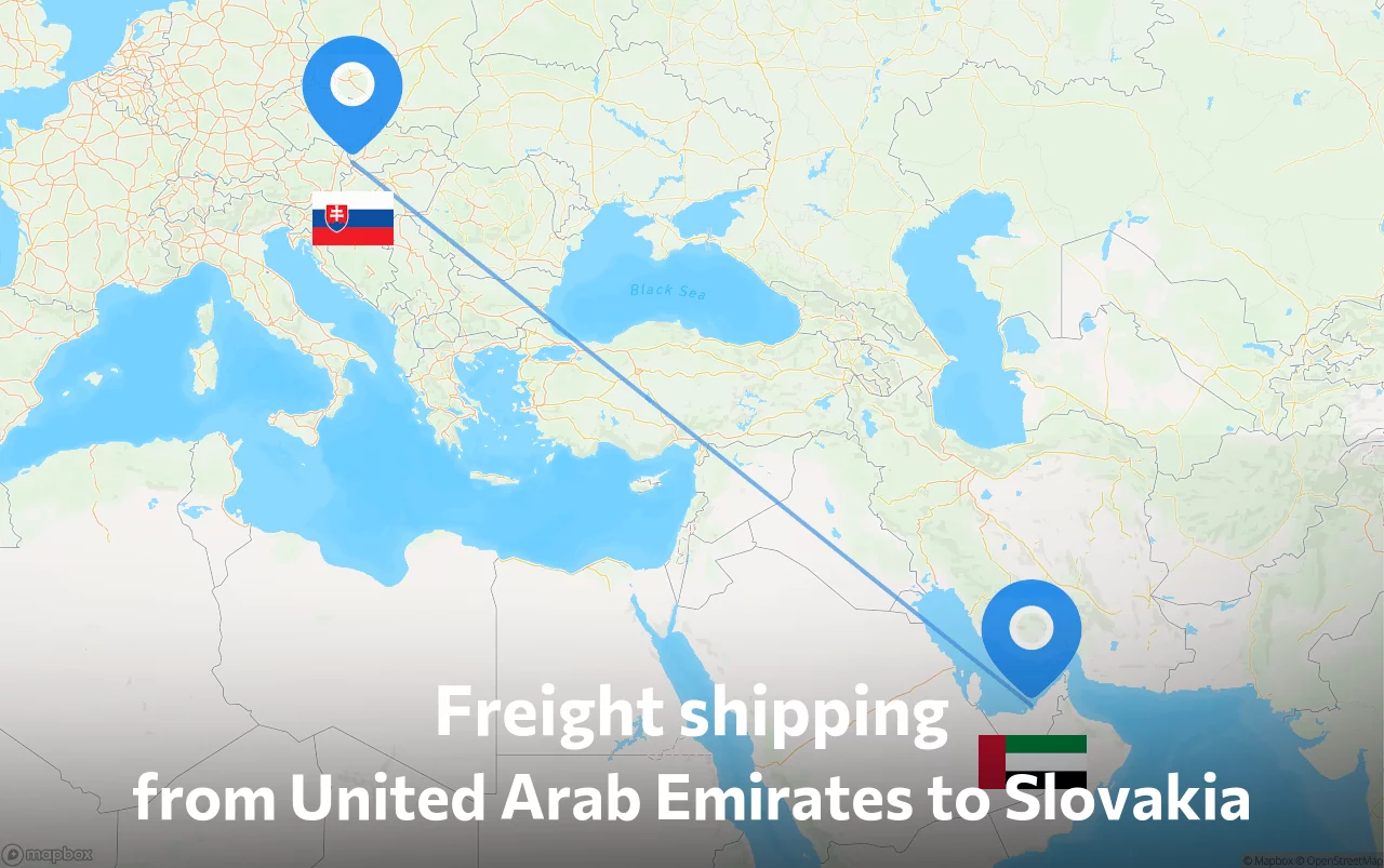 Shipping route from United Arab Emirates to Slovakia