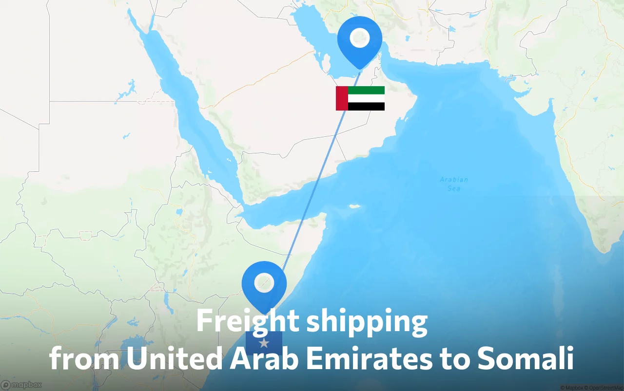 Shipping route from United Arab Emirates to Somali