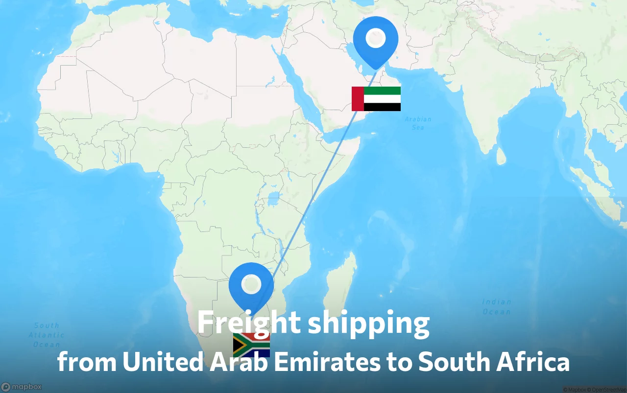 Shipping route from United Arab Emirates to South Africa